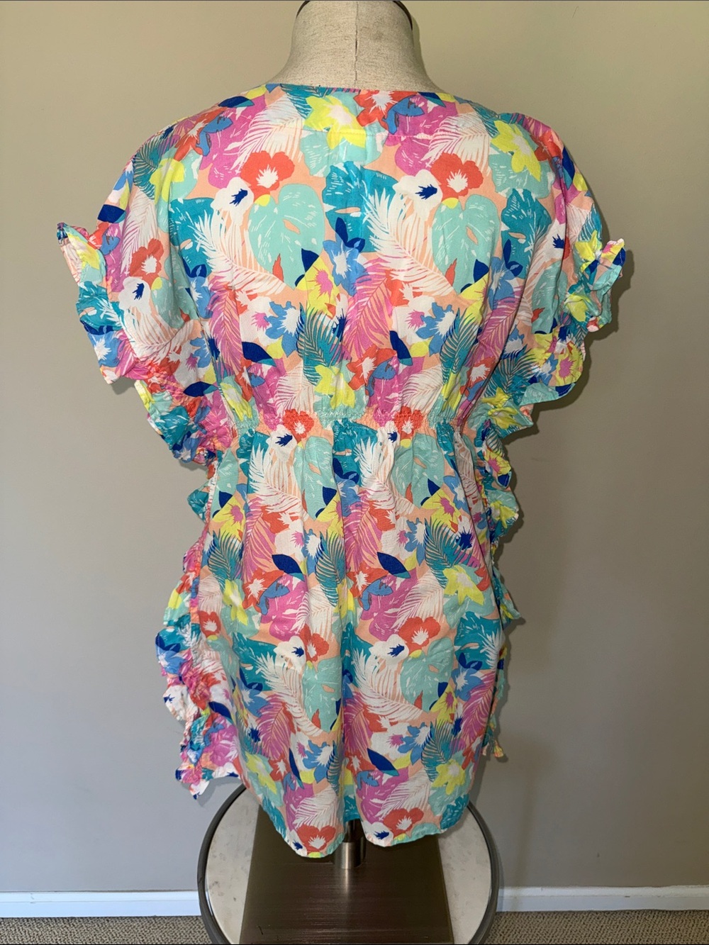 Cat & Jack Multicolor Tropical Ruffle Tunic - Picture 2 of 4